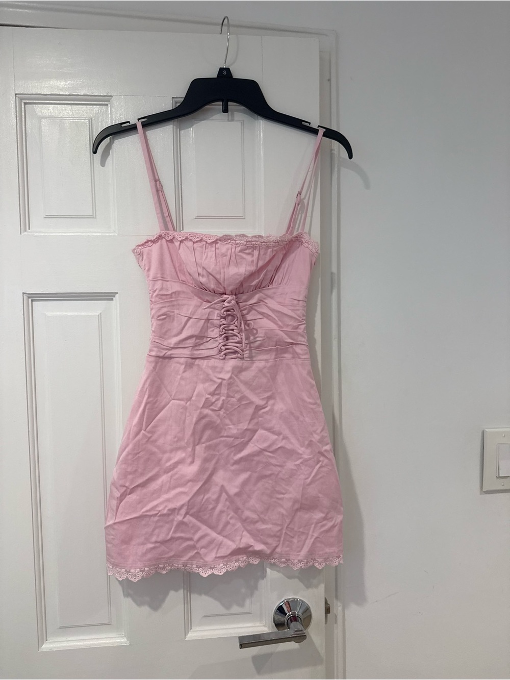 White fox Women’s Pink Mini dress with Corset front and lace detail